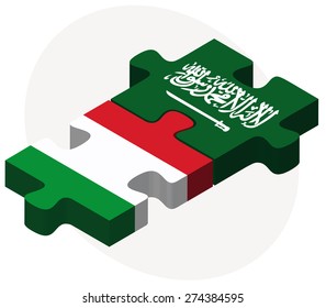 Vector Image - Italy and Saudi Arabia Flags in puzzle isolated on white background