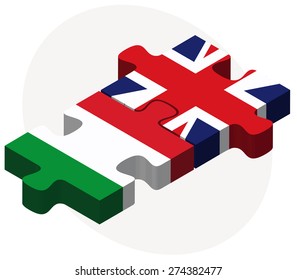 Vector Image - Italy and United Kingdom Flags in puzzle isolated on white background