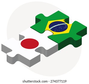 Vector Image - Japan and Brazil Flags in puzzle isolated on white background