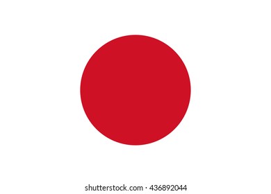 Vector image of Japan flag. The area of Japanese flag has a ratio of 2 units high and 3 units wide. The size of the sun disc is 3/5 of the height of the flag.