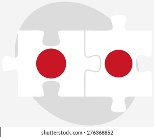 Vector Image - Japan and Japan Flags in puzzle isolated on white background
