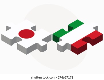 Vector Image - Japan and Italy Flags in puzzle isolated on white background