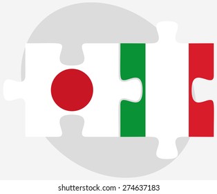 Vector Image - Japan and Italy Flags in puzzle isolated on white background