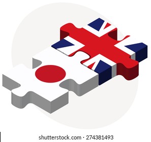 Vector Image - Japan and United Kingdom Flags in puzzle isolated on white background
