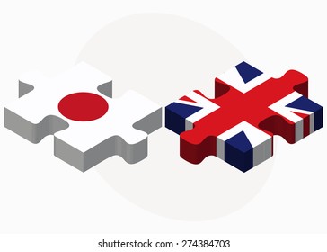 Vector Image - Japan and United Kingdom Flags in puzzle isolated on white background