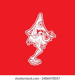 Vector image of Japanese demon Kasa-obake.