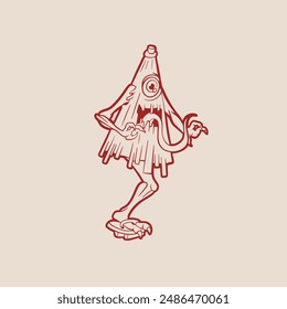 Vector image of Japanese demon Kasa-obake.