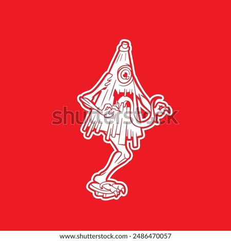 Vector image of Japanese demon Kasa-obake.