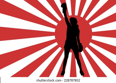 Vector image of the Japanese flag as a background.