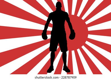Vector image of the Japanese flag as a background.