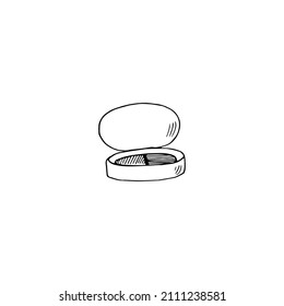 Vector image of a jar of eye shadow. Cosmetic crypto. Hand drawn.