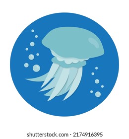 Vector image of a jellyfish with the effect of cut paper.