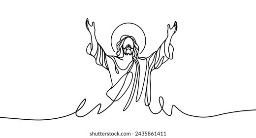Imagen vectorial de Jesucristo dibujada en una línea.