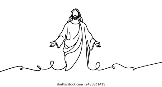 Vector image of Jesus Christ drawn in one line.