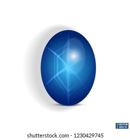 Vector image. Jewelry gemstone. Blue star sapphire cabochon.