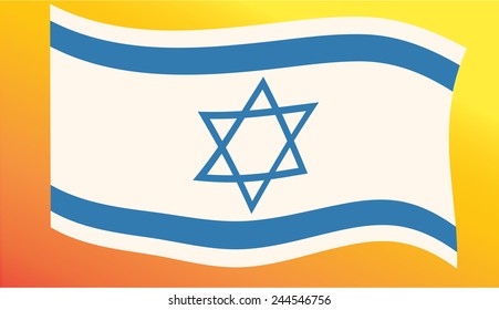 Vector image of a Jewish star on orange background.