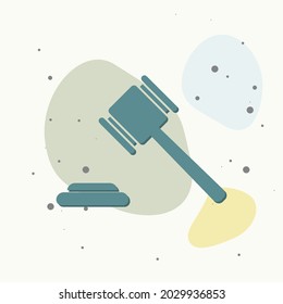 Vector image of a judge gavel court hammer. Vector icon of a hammer of justice. Auction Vector illustration on multicolored background.