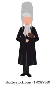 Vector image of a judge holding his hammer to enter the courtroom