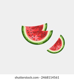 vector image of juicy watermelon slices, png on a transparent background