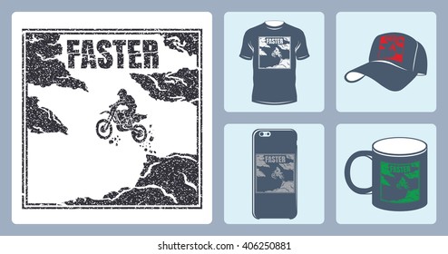Vector image of jumping biker. Vector image of biker on a motorcycle. Silhouette of biker to print things.