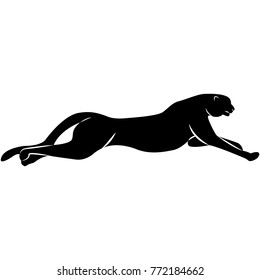 Vector image of a jumping leopard silhouette