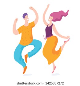 Vector image of jumping people. Symbol of sucsess and creativity. Happy people who reach the goal.