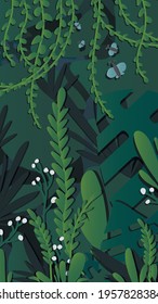 Vector image - jungle with butterflies