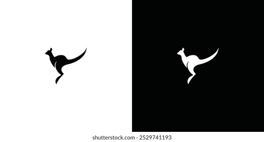 Vector Imagen de un animal canguro sobre un fondo blanco y negro