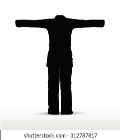 Vector image - karate silhouette, isolated on white background 