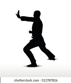 Vector image - karate silhouette, isolated on white background 
