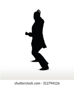 Vector image - karate silhouette, isolated on white background
