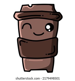 Vector Image Of Kawaii Chocolate Drink.
