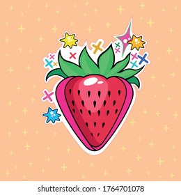 Vektorbild einer kawaii-Erdbeere