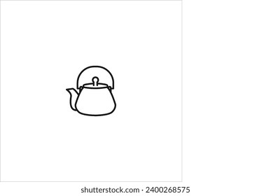 vector image of a kettle, black and white colors, white and black background