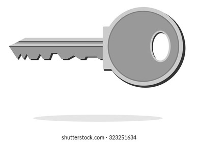 Vector image of a key from the house with shadow.