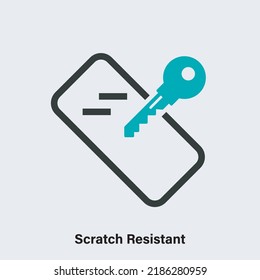 Vector image of key and smartphone case with Scratch Resistance text