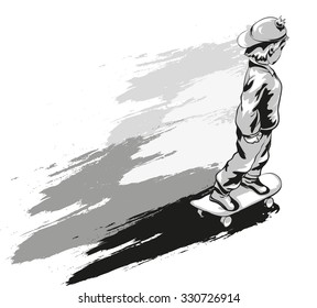 Vector image of kid on a skateboard