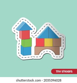 Vector Image. Kids Block Game Sticker.