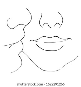 Vector image of a kiss on the cheek. Kiss of boyfriend and girlfriend.