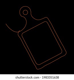 Vector image of a kitchen board on a black background with one orange line. Minimal. Image for the design of the kitchen, cafe. Poster. Menu.