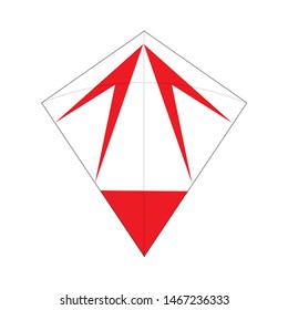 Vector image of kite toy for sport and game, with white backgrounds.