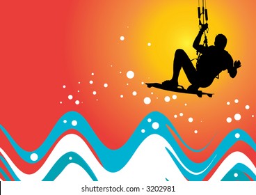 vector image of a kiteboarder in action