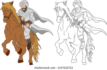 Vektorbild von Ritter auf Pferd.
