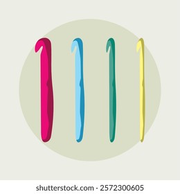 Vector image of knitting hooks. Handmade work