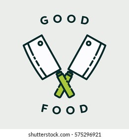 Vector image of knives with text good food against white background