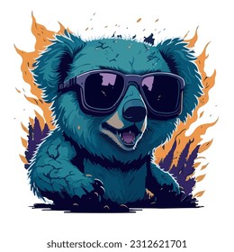 vector image of koala with glasses on a light background