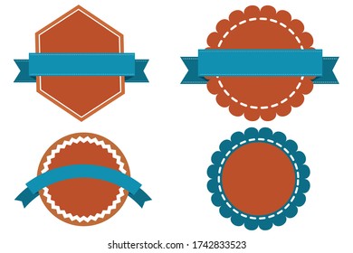 Vector image of a label with a ribbon. Set of vintage stickers. Stock Photo.