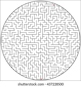 The vector image of a labyrinth in the form of a circle.