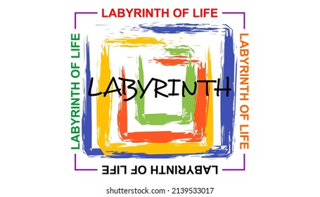 Vector image with LABYRINTH text with black text with abstract box image.