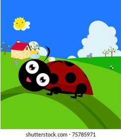 Vector Image ladybug on a leaf